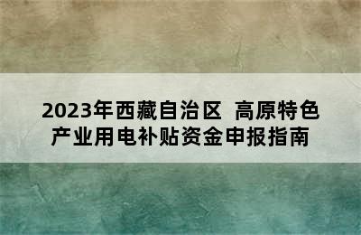 2023年西藏自治区  高原特色产业用电补贴资金申报指南